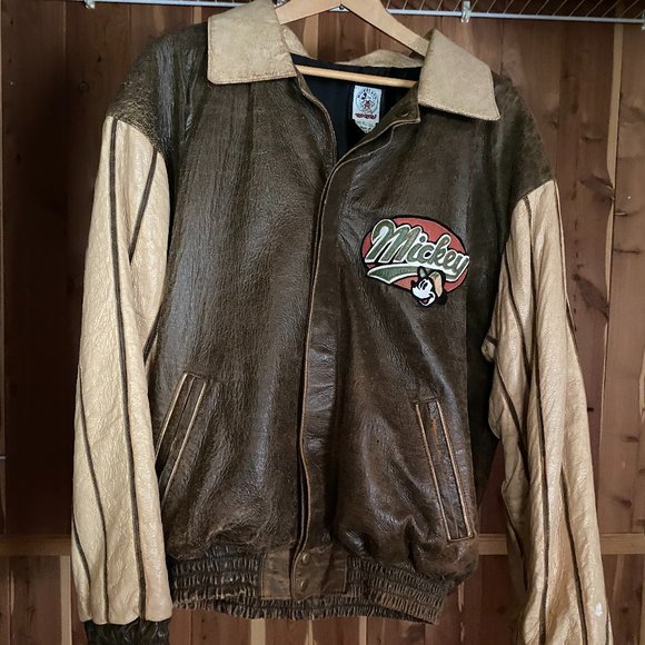 Mickey Mouse Vintage Leather Bomber Jacket *RARE* - Picture 1 of 4